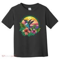 Cute Hummingbird With Flowers I Aesthetic Hummingbird Toddler T-Shirt thumb 0