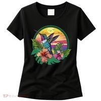 Cute Hummingbird With Flowers I Aesthetic Hummingbird Women's T-Shirt thumb 0