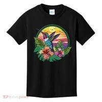Cute Hummingbird With Flowers I Aesthetic Hummingbird Kids T-Shirt thumb 0