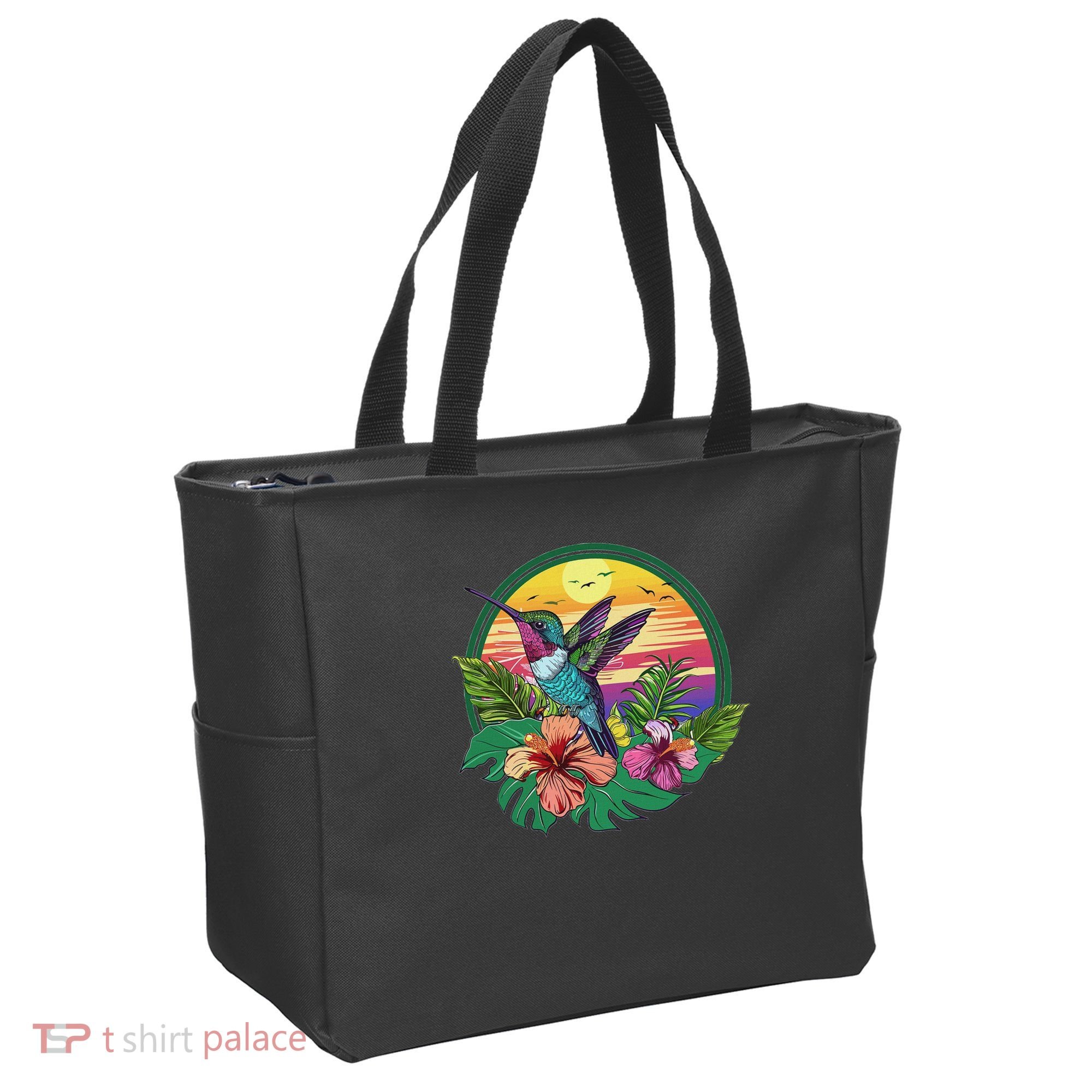 Cute Hummingbird With Flowers I Aesthetic Hummingbird Tote Bag