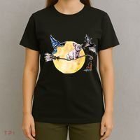 Cute Halloween Water Color Puppy On Witch Broom T-Shirt thumb 4