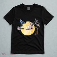Cute Halloween Water Color Puppy On Witch Broom T-Shirt thumb 5