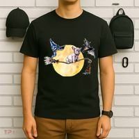 Cute Halloween Water Color Puppy On Witch Broom T-Shirt thumb 6