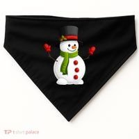 Cute Happy Winter Snowman USA-Made Doggie Bandana thumb 0