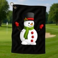 Cute Happy Winter Snowman Golf Towel thumb 1