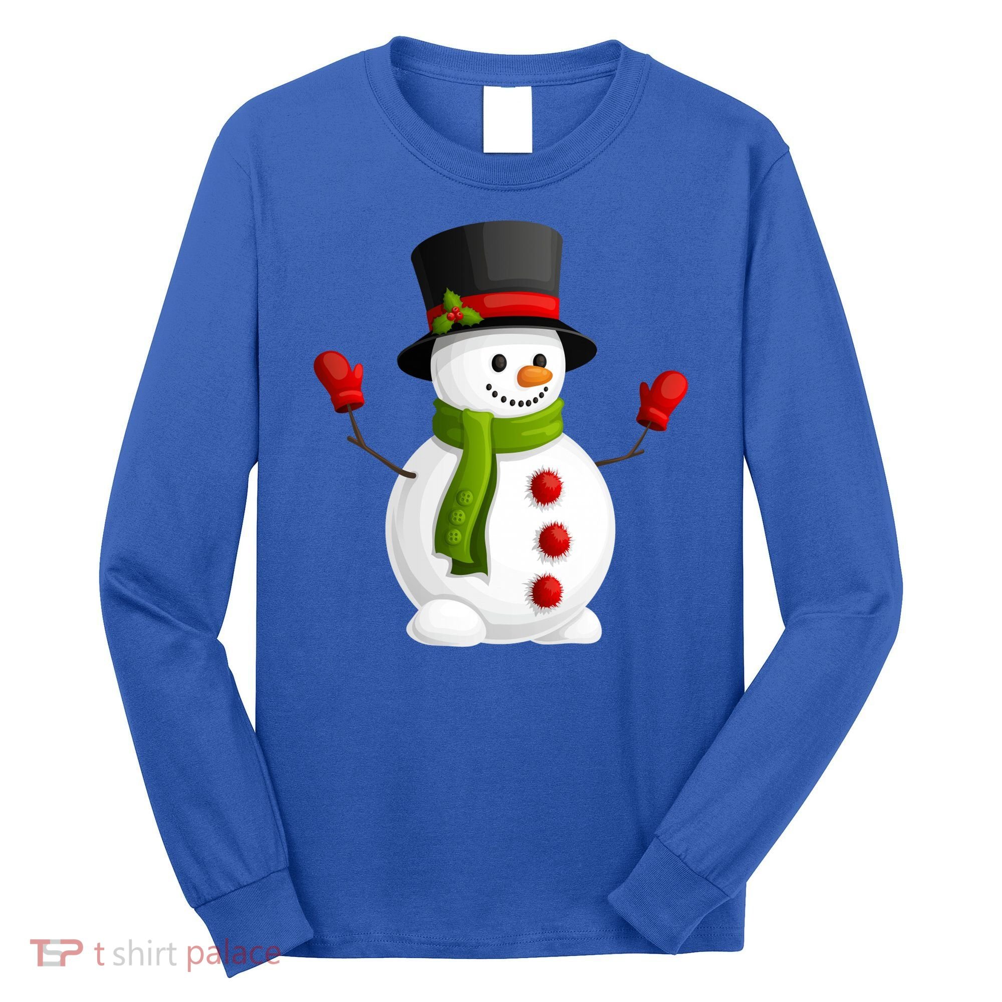 Cute Happy Winter Snowman Long Sleeve Shirt