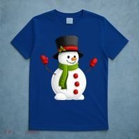 Cute Happy Winter Snowman T-Shirt thumb 5