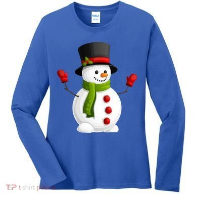 Cute Happy Winter Snowman Women's Long Sleeve Shirt