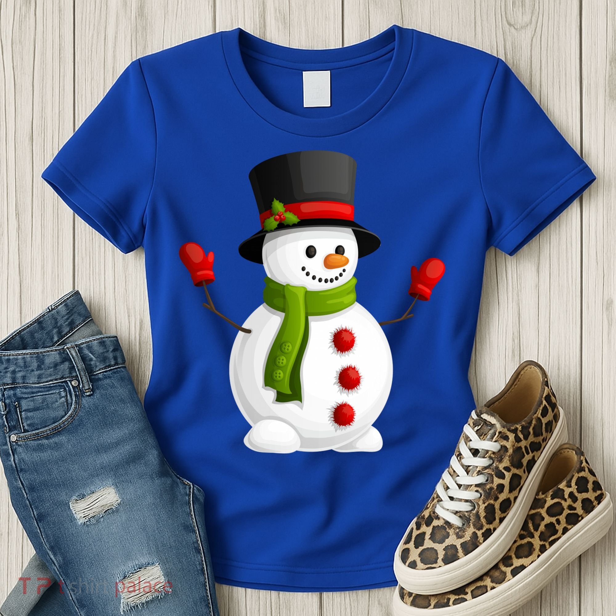 Cute Happy Winter Snowman Women's T-Shirt