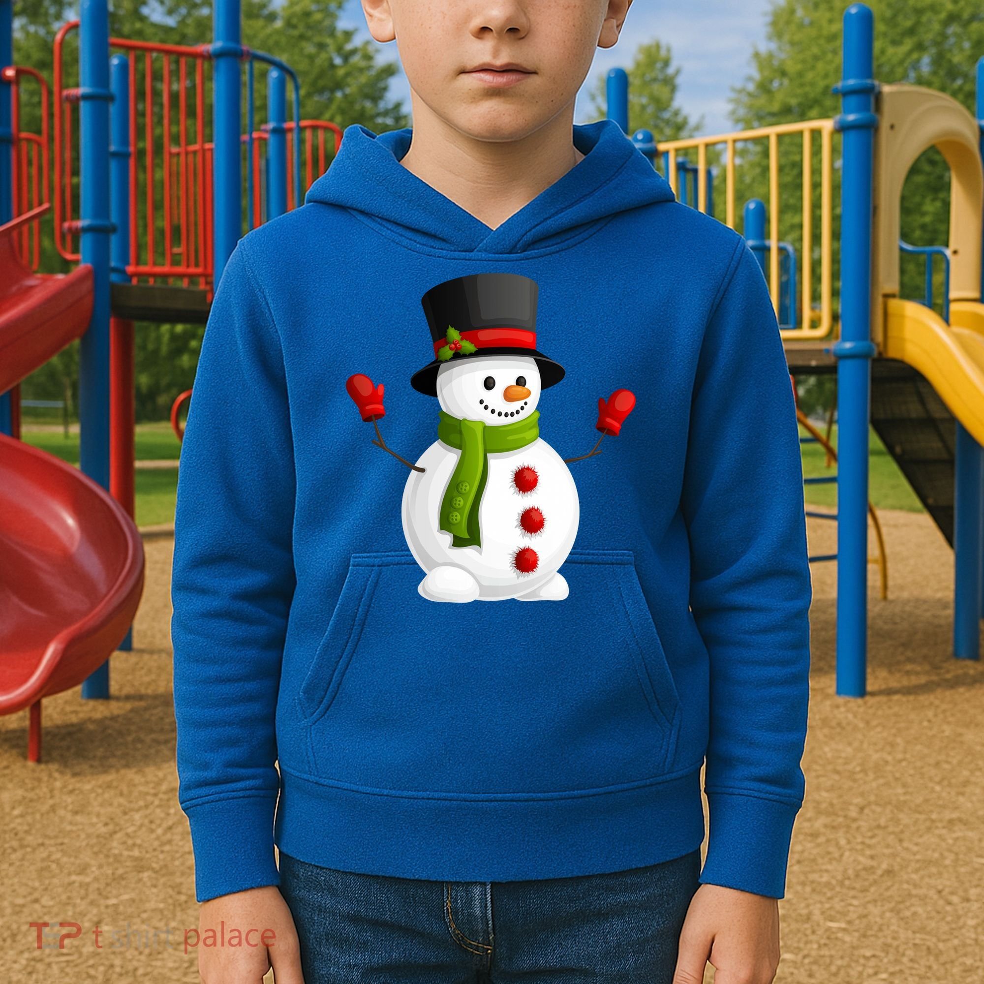 Cute Happy Winter Snowman Kids Hoodie