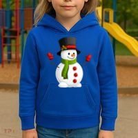 Cute Happy Winter Snowman Kids Hoodie thumb 3
