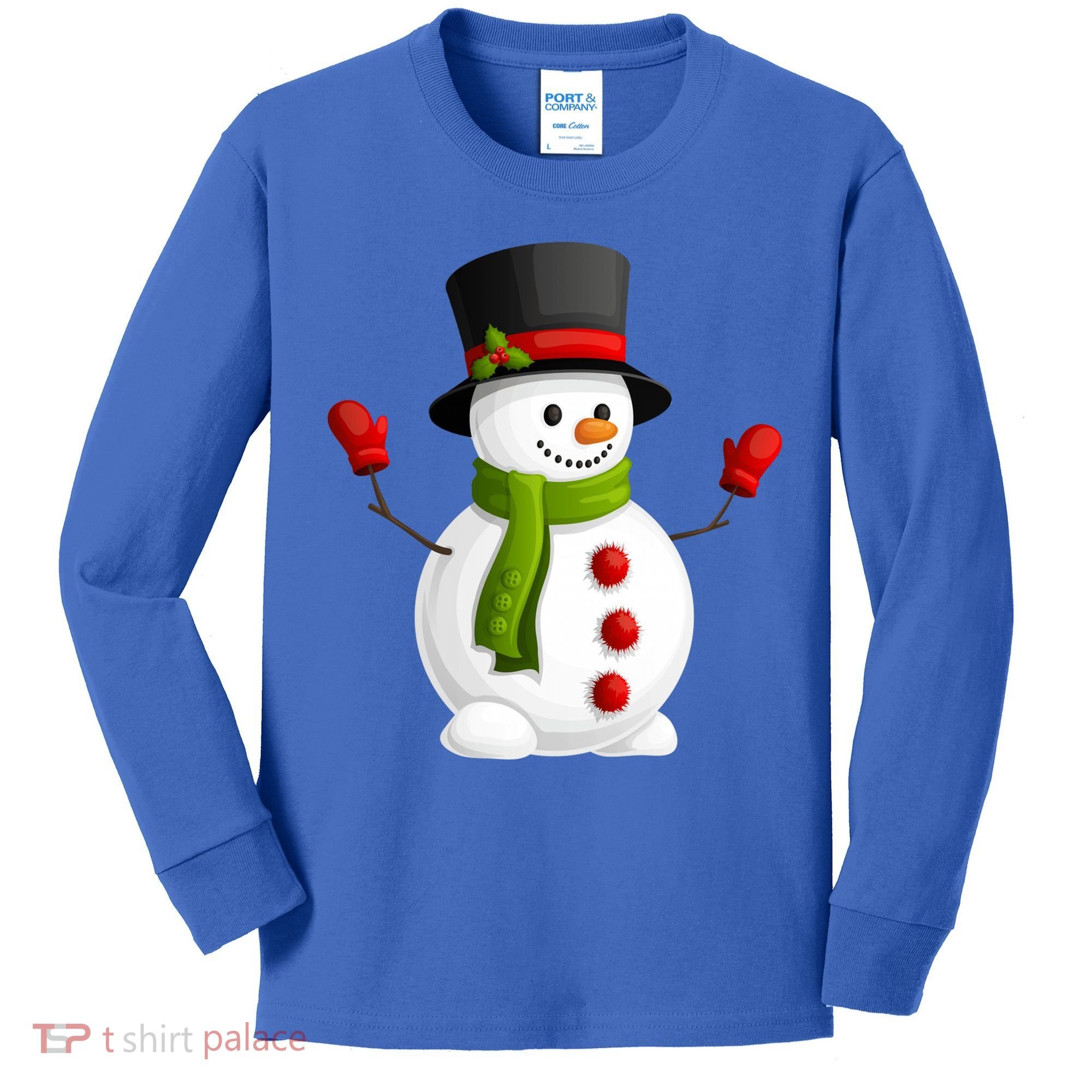 Cute Happy Winter Snowman Kids Long Sleeve Shirt
