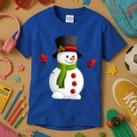 Cute Happy Winter Snowman Kids T-Shirt thumb 3