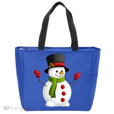 Cute Happy Winter Snowman Tote Bag