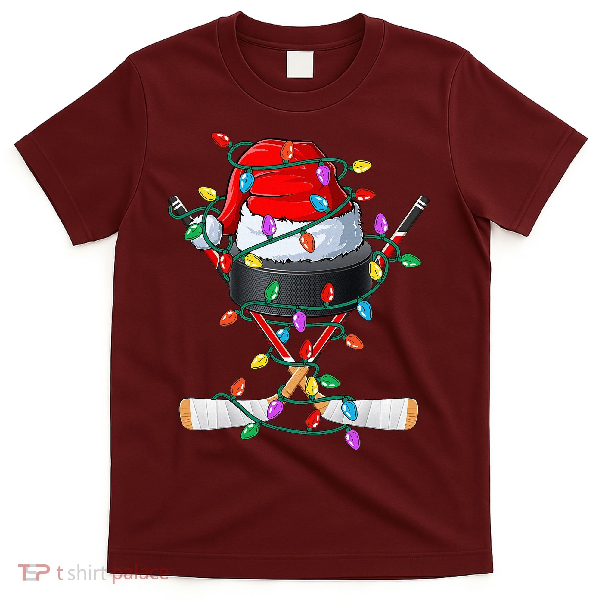 Christmas Hockey Xmas Santa Sports Hat Ball T-Shirt