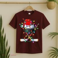 Christmas Hockey Xmas Santa Sports Hat Ball T-Shirt thumb 2