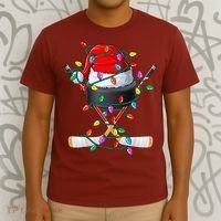 Christmas Hockey Xmas Santa Sports Hat Ball T-Shirt thumb 3