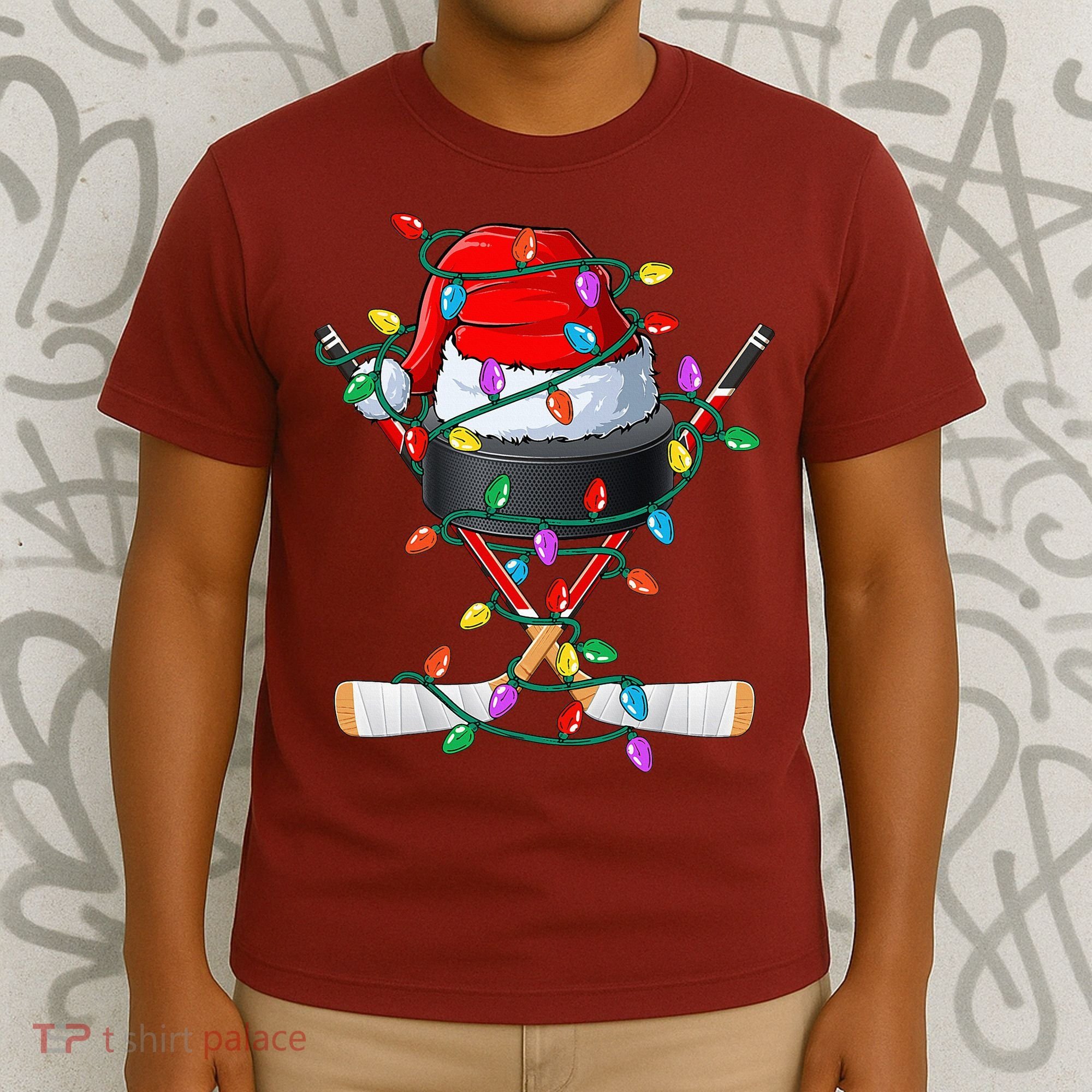 Christmas Hockey Xmas Santa Sports Hat Ball T-Shirt