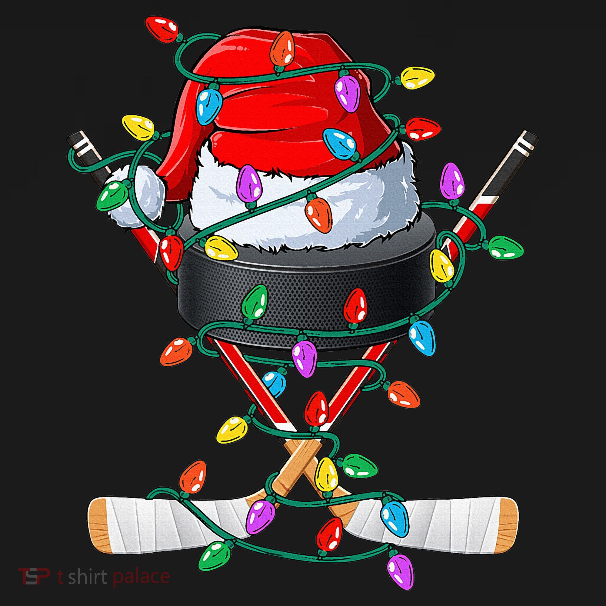Christmas Hockey Xmas Santa Sports Hat Ball Women's Tank Top