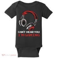 Can't Hear You I'm Gaming - Gamer Gift Video Games Online Baby Bodysuit thumb 0