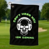 CanT Hear You IM Gaming For Gamers Gift Golf Towel thumb 1