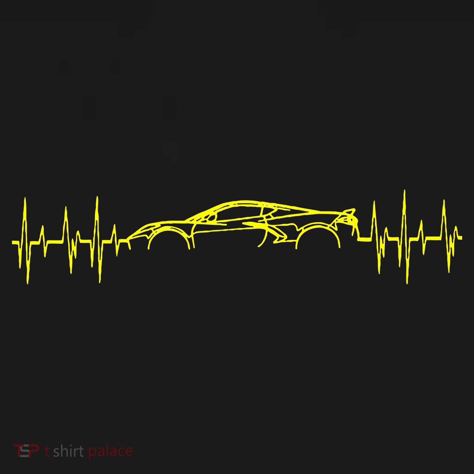 C8 Heartbeat Yellow Supercar Ekg Sports Car Heart Rate Women's Hoodie