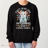 CanT Hear You IM Gaming Video Gamer Ramen Cat Women's Sweatshirt thumb 0