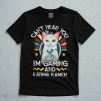 CanT Hear You IM Gaming Video Gamer Ramen Cat T-Shirt thumb 5
