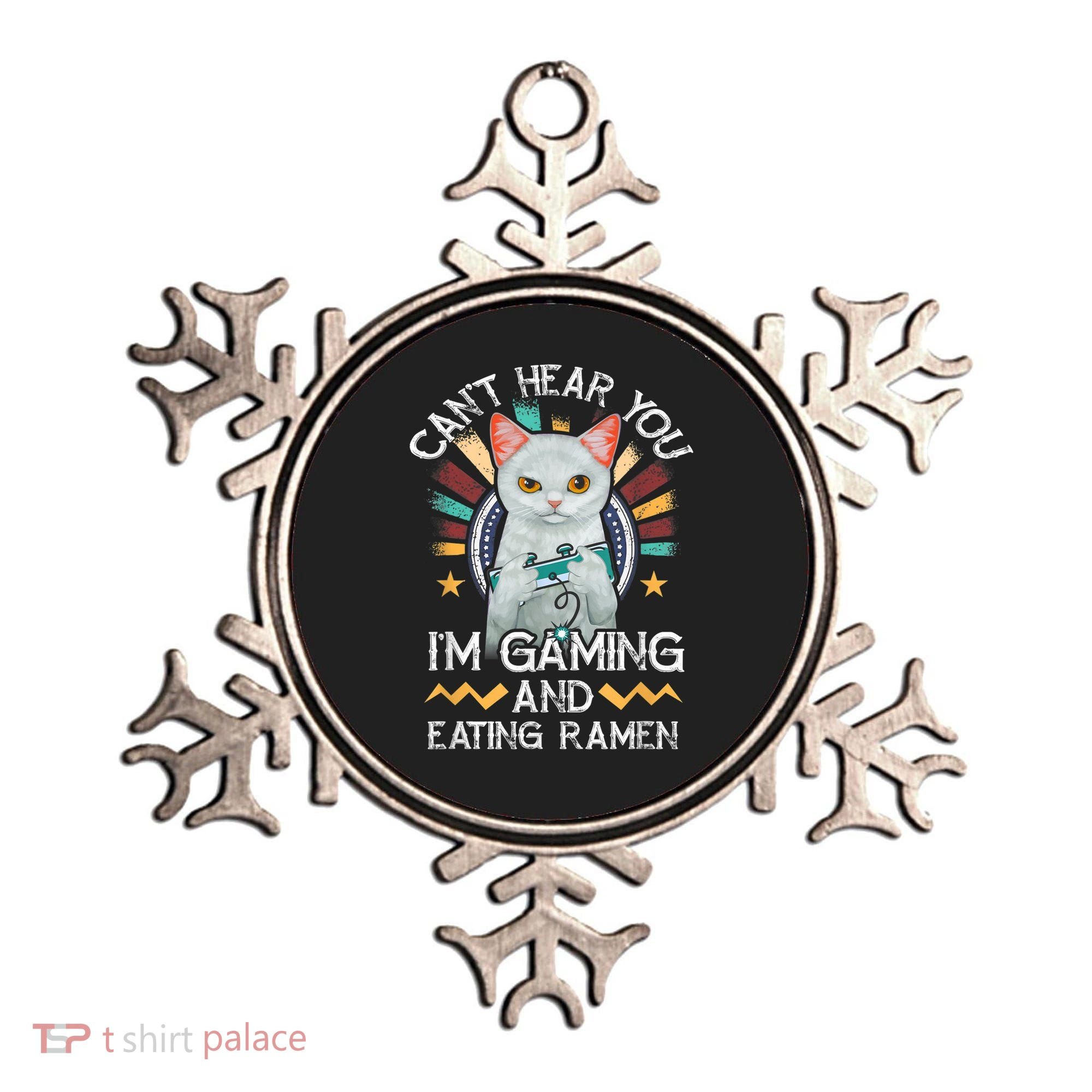 CanT Hear You IM Gaming Video Gamer Ramen Cat Ornament