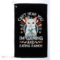 CanT Hear You IM Gaming Video Gamer Ramen Cat Golf Towel thumb 0