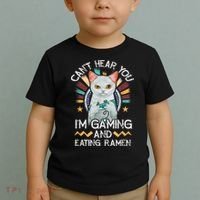 CanT Hear You IM Gaming Video Gamer Ramen Cat Toddler T-Shirt thumb 2