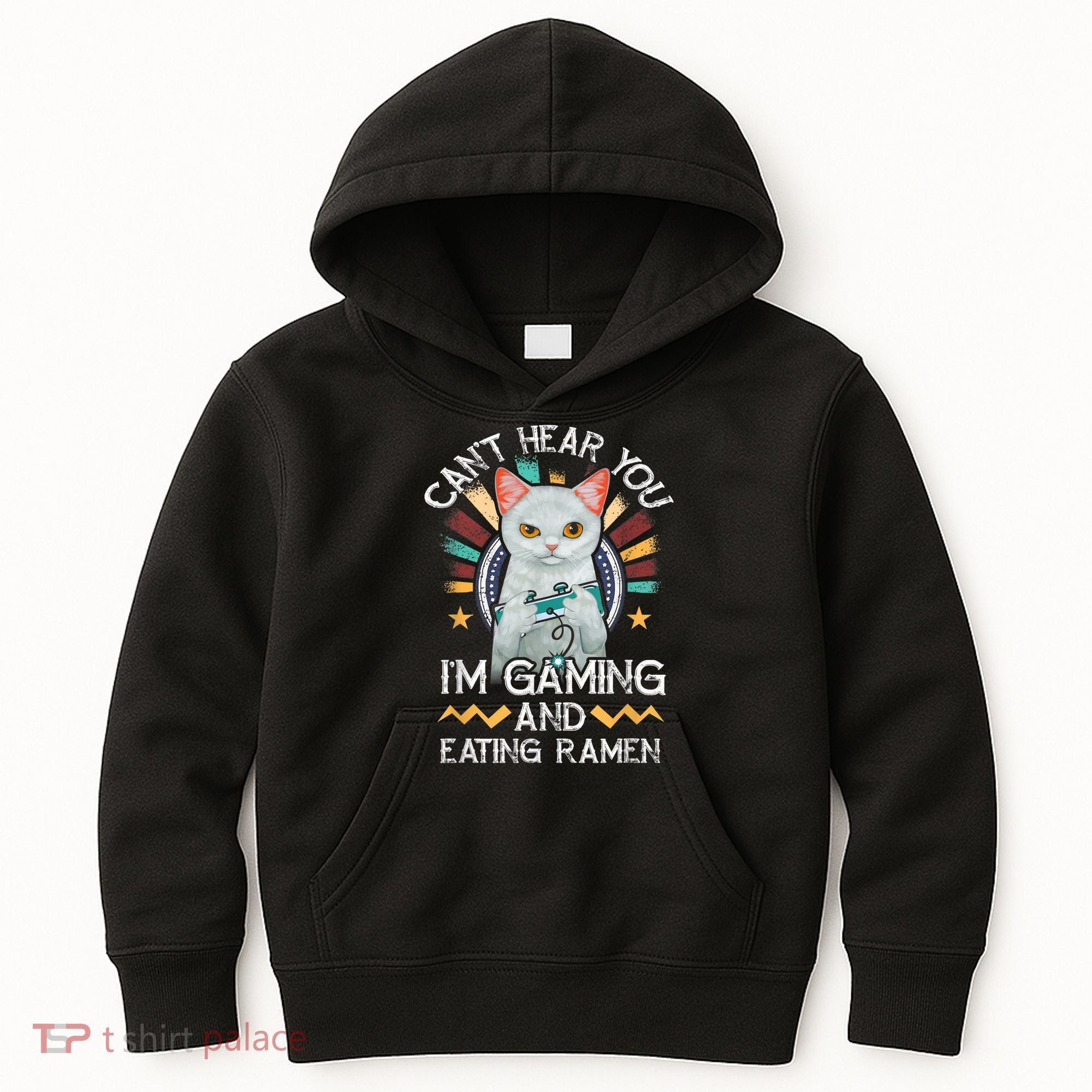 CanT Hear You IM Gaming Video Gamer Ramen Cat Kids Hoodie