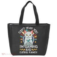 CanT Hear You IM Gaming Video Gamer Ramen Cat Tote Bag thumb 0