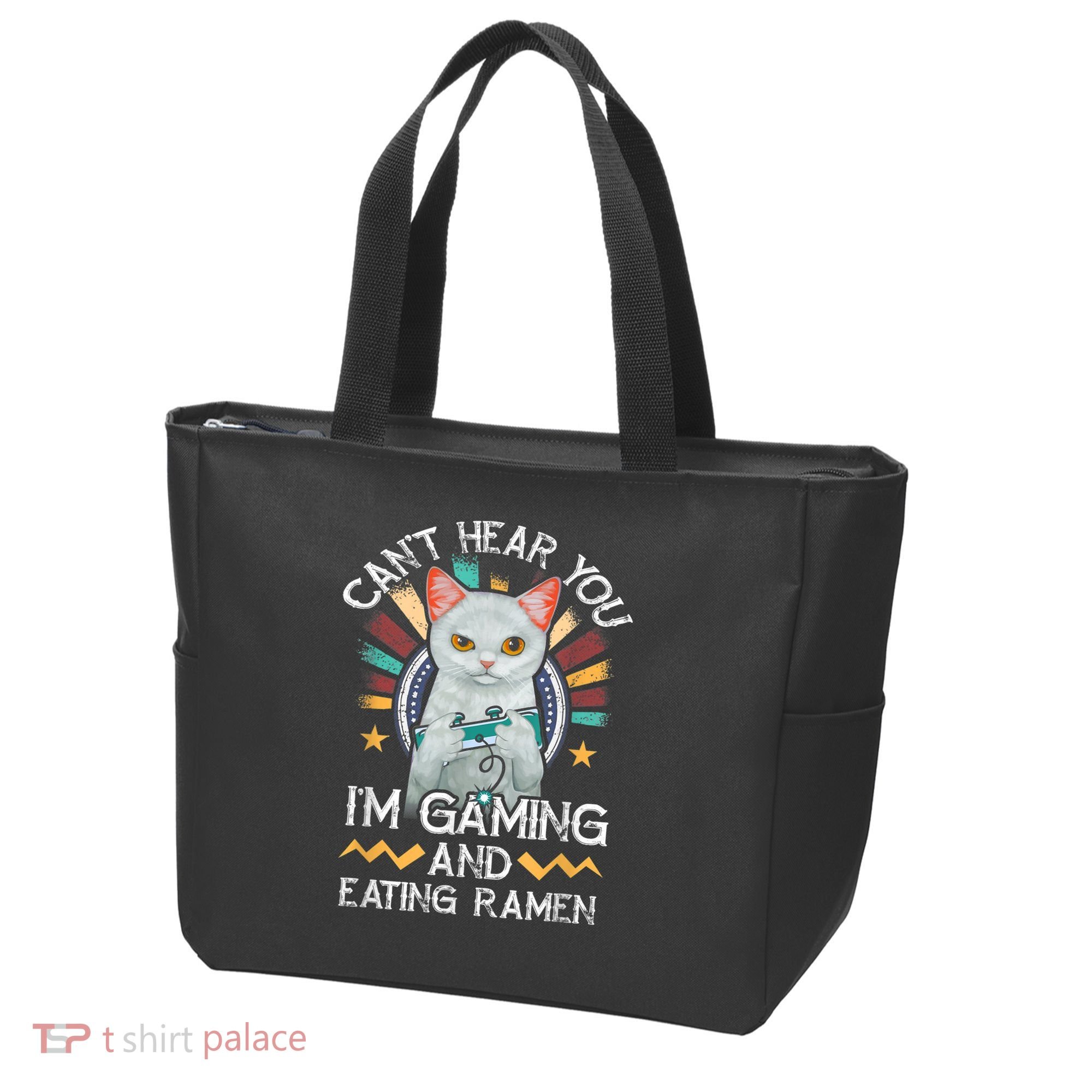 CanT Hear You IM Gaming Video Gamer Ramen Cat Tote Bag