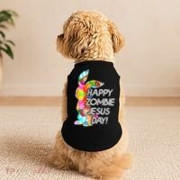 Cute Happy Zombie Jesus Day Easter Bunny For Men Women Doggie Tank thumb 2