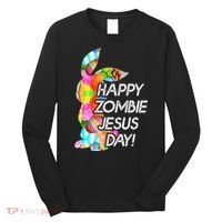 Cute Happy Zombie Jesus Day Easter Bunny For Men Women Long Sleeve Shirt thumb 0