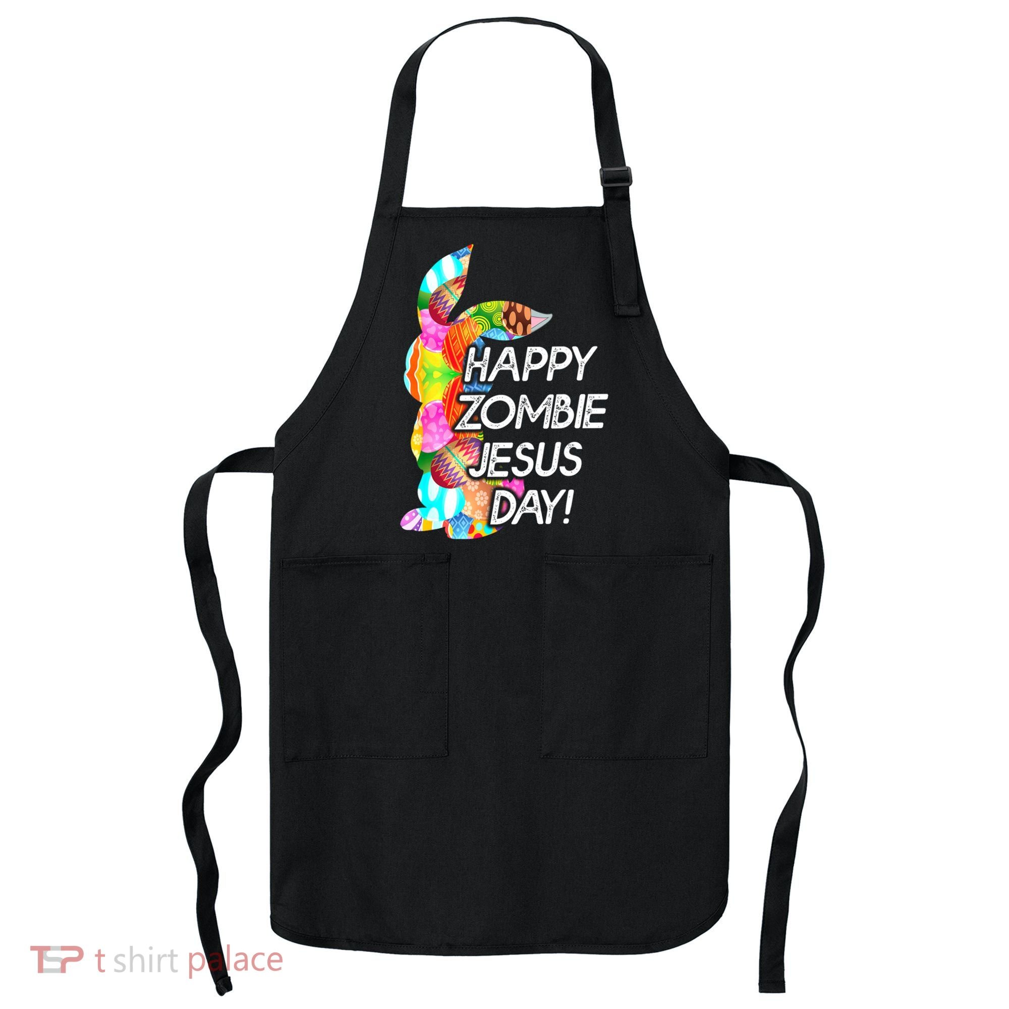 Cute Happy Zombie Jesus Day Easter Bunny For Men Women Apron