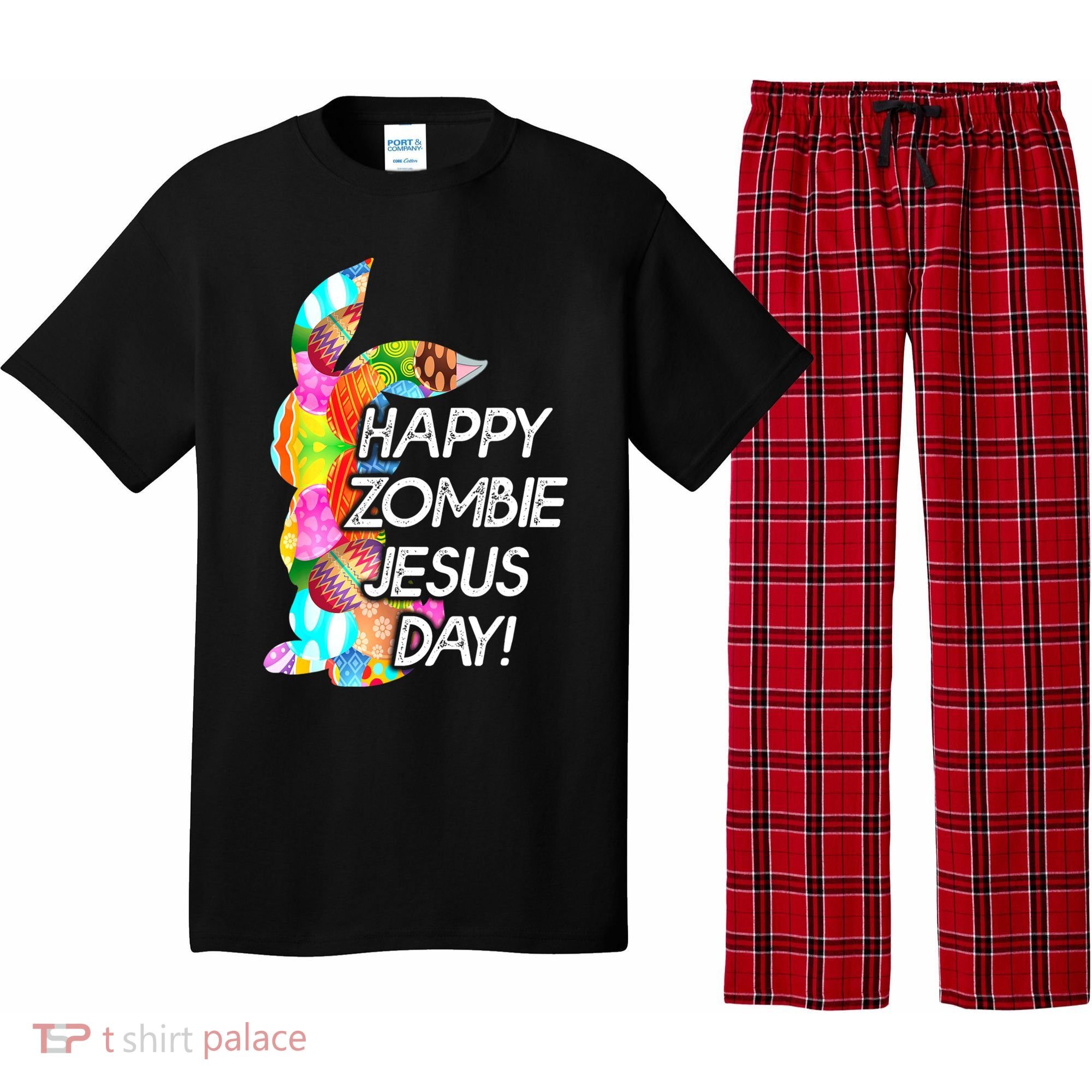 Cute Happy Zombie Jesus Day Easter Bunny For Men Women Pajama Set