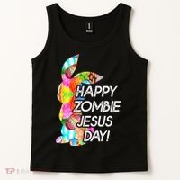 Cute Happy Zombie Jesus Day Easter Bunny For Men Women Tank Top thumb 2
