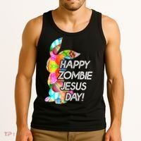 Cute Happy Zombie Jesus Day Easter Bunny For Men Women Tank Top thumb 3