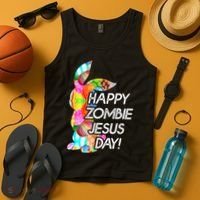 Cute Happy Zombie Jesus Day Easter Bunny For Men Women Tank Top thumb 4