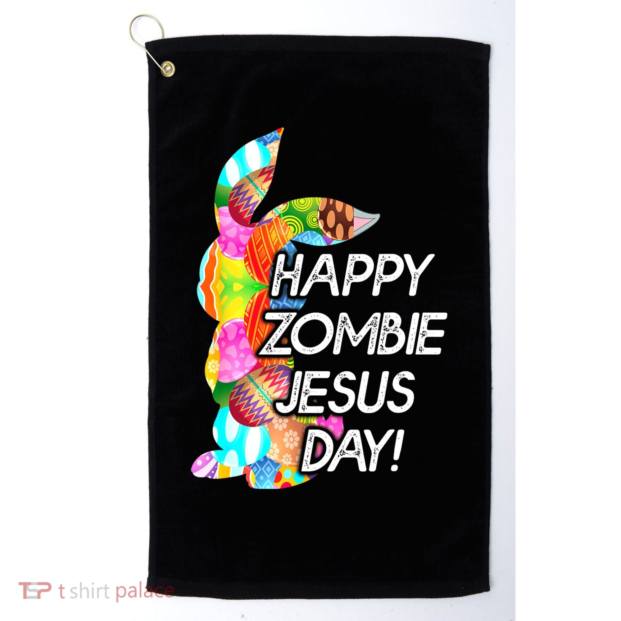 Cute Happy Zombie Jesus Day Easter Bunny For Men Women Golf Towel