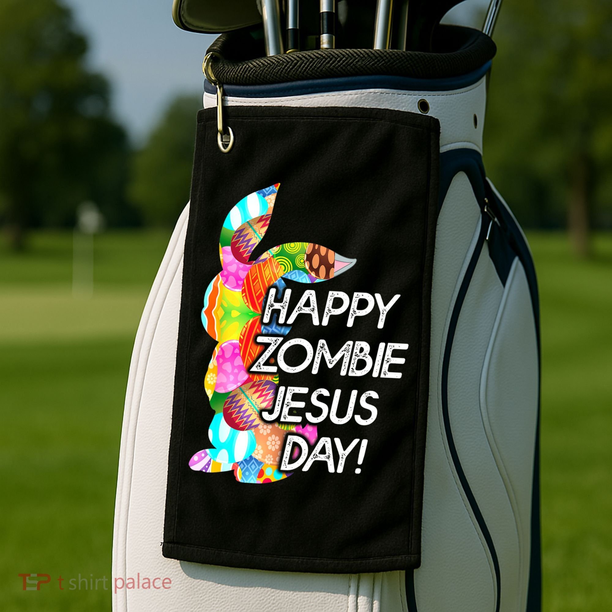 Cute Happy Zombie Jesus Day Easter Bunny For Men Women Golf Towel