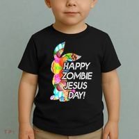 Cute Happy Zombie Jesus Day Easter Bunny For Men Women Toddler T-Shirt thumb 2