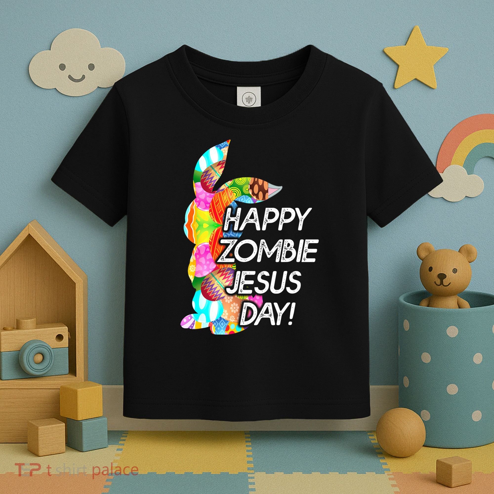 Cute Happy Zombie Jesus Day Easter Bunny For Men Women Toddler T-Shirt