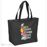 Cute Happy Zombie Jesus Day Easter Bunny For Men Women Tote Bag thumb 2