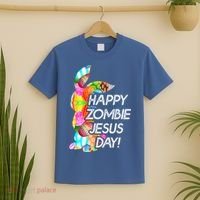 Cute Happy Zombie Jesus Day Easter Bunny For Men Women T-Shirt thumb 2