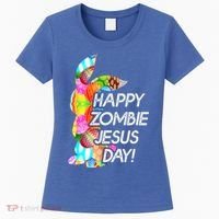 Cute Happy Zombie Jesus Day Easter Bunny For Men Women Women's T-Shirt thumb 0