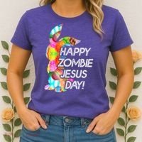 Cute Happy Zombie Jesus Day Easter Bunny For Men Women Women's T-Shirt thumb 2