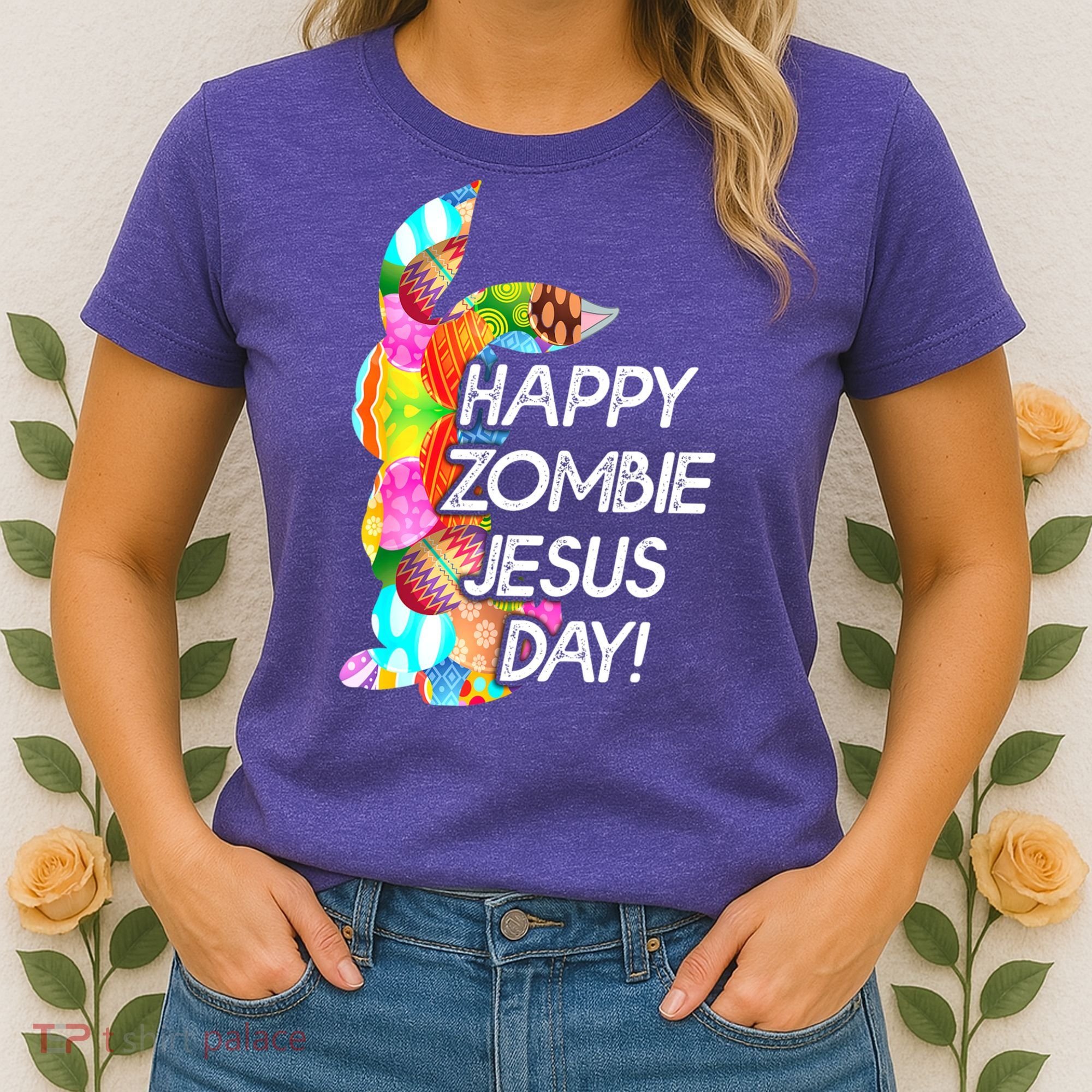 Cute Happy Zombie Jesus Day Easter Bunny For Men Women Women's T-Shirt